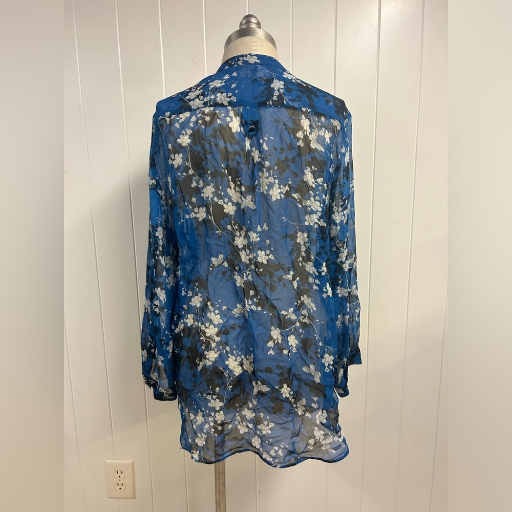 Bellatrix Sheer Blue Floral Blouse - Picture 2 of 3